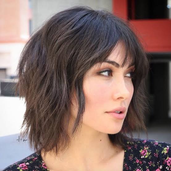 Chin Length Shag Bob With Choppy Bangs — Simple Different Hairstyles