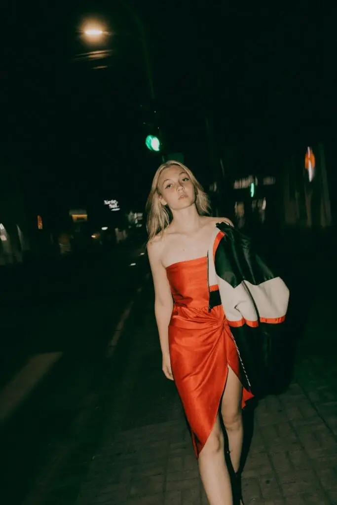 Red Satin Strapless Dress for a Night Out — Simple Dinner Outfits Night