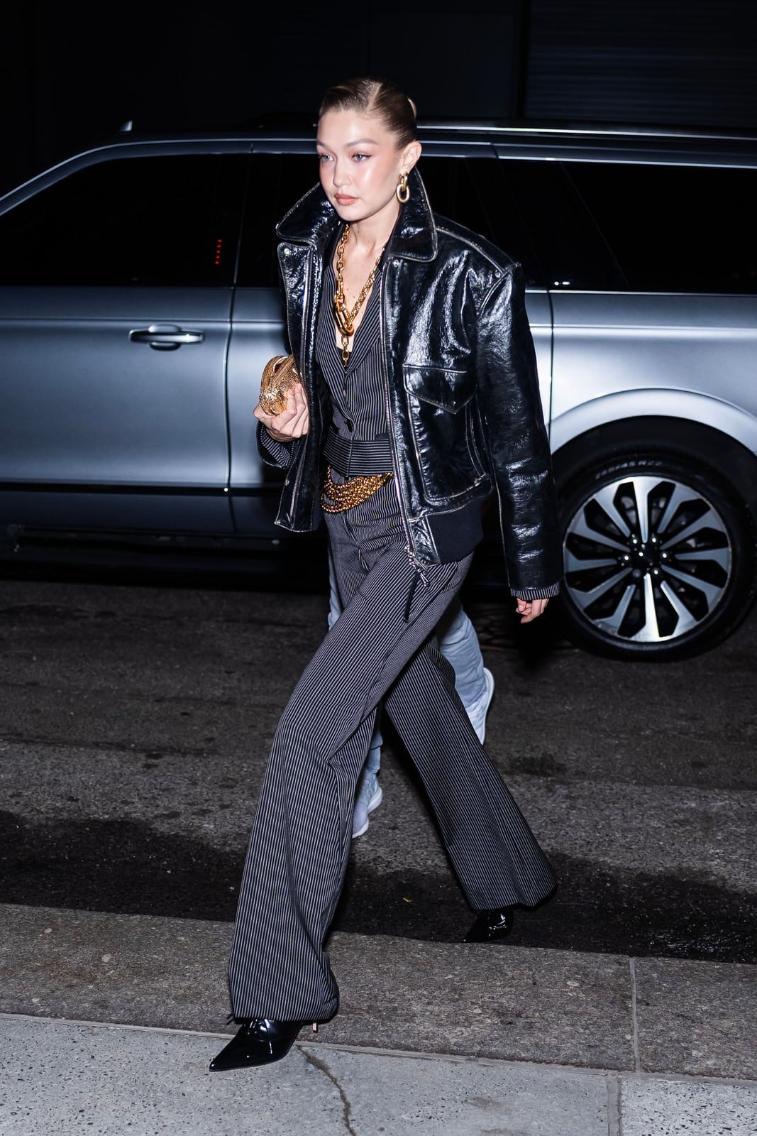 Black Lace-Up Top with Flared Trousers for Nights Out — Simple Dinner Outfits Night