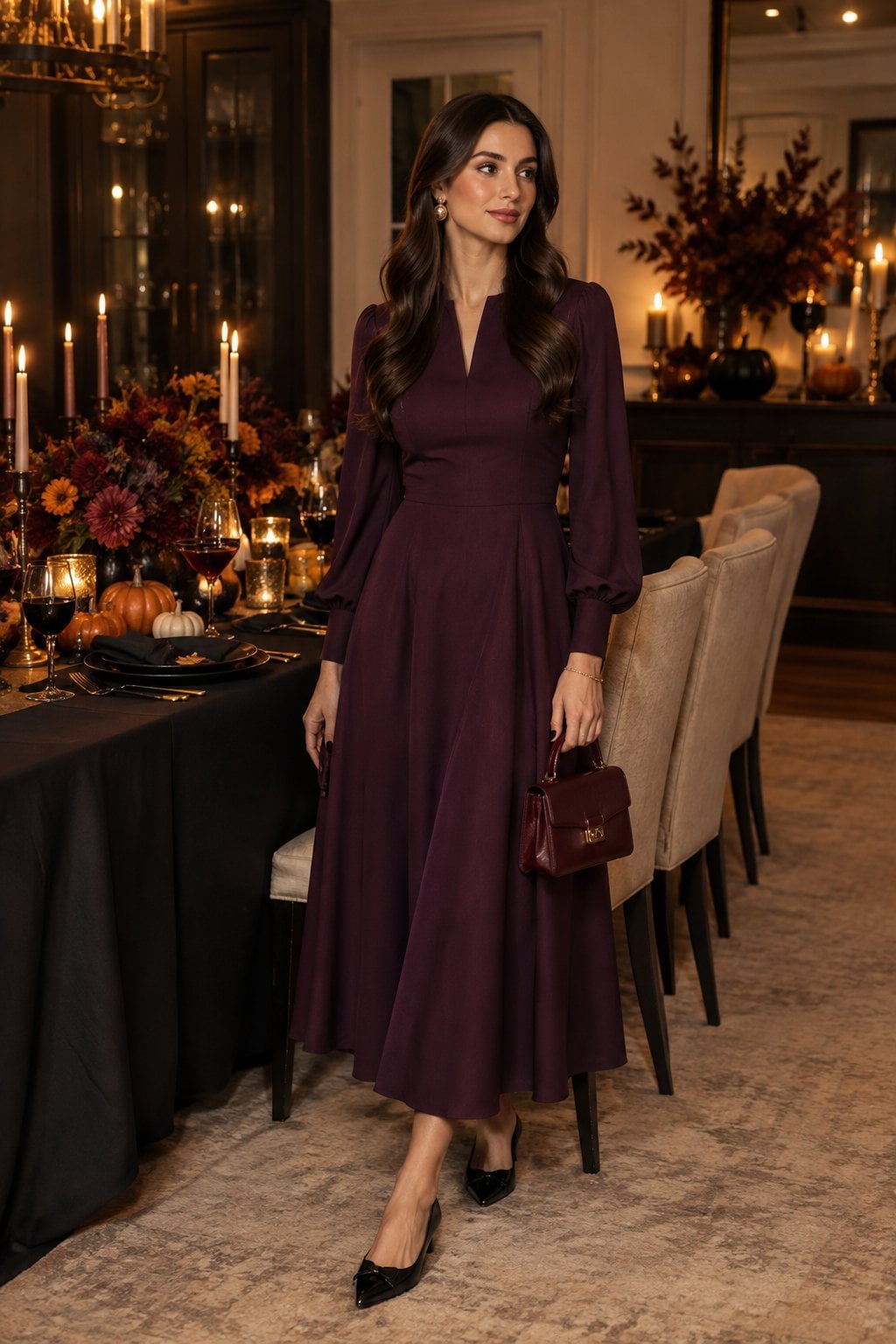 A Deep Plum Fit and Flare Dress for Evening Events A Deep Plum Fit and Flare Dress for Evening Events — Simple Dinner Party Outfits