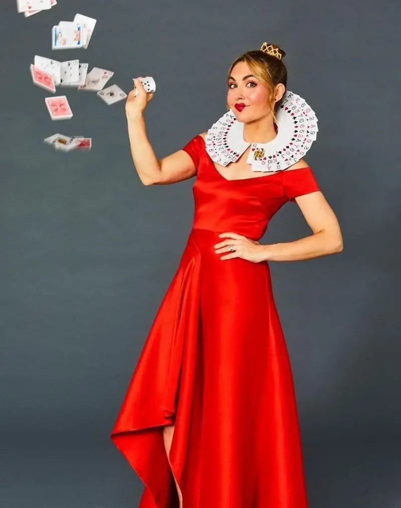 Red Satin A-Line Dress with Playing Card Collar Red Satin A-Line Dress with Playing Card Collar — Simple Dress Up Day Ideas