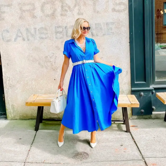 Vibrant Blue Collared Shirt Dress Vibrant Blue Collared Shirt Dress — Simple Dress Up Day Ideas