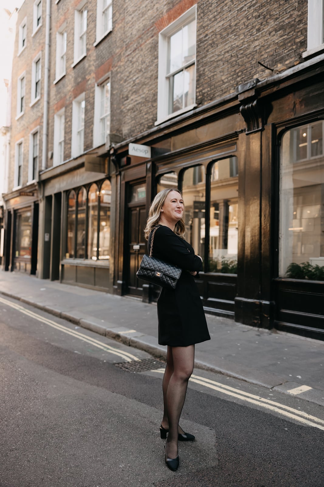 Black A-Line Mini Dress with Tights Black A-Line Mini Dress with Tights — Simple Dress Up Day Ideas
