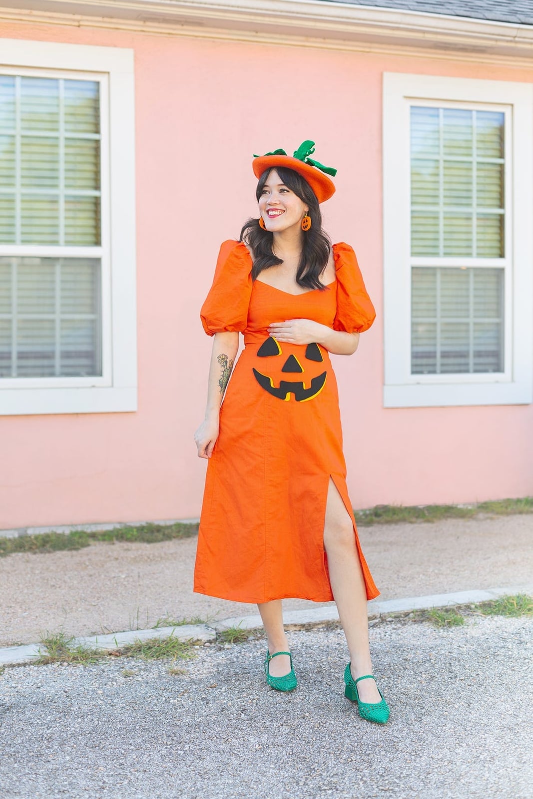 Orange A-Line Dress with Jack-O'-Lantern Design Orange A-Line Dress with Jack-O'-Lantern Design — Simple Dress Up Day Ideas