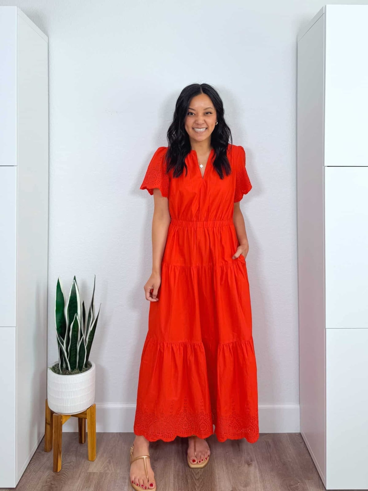 Orange Eyelet Cotton Maxi Dress Orange Eyelet Cotton Maxi Dress — Simple Dresses for Moms