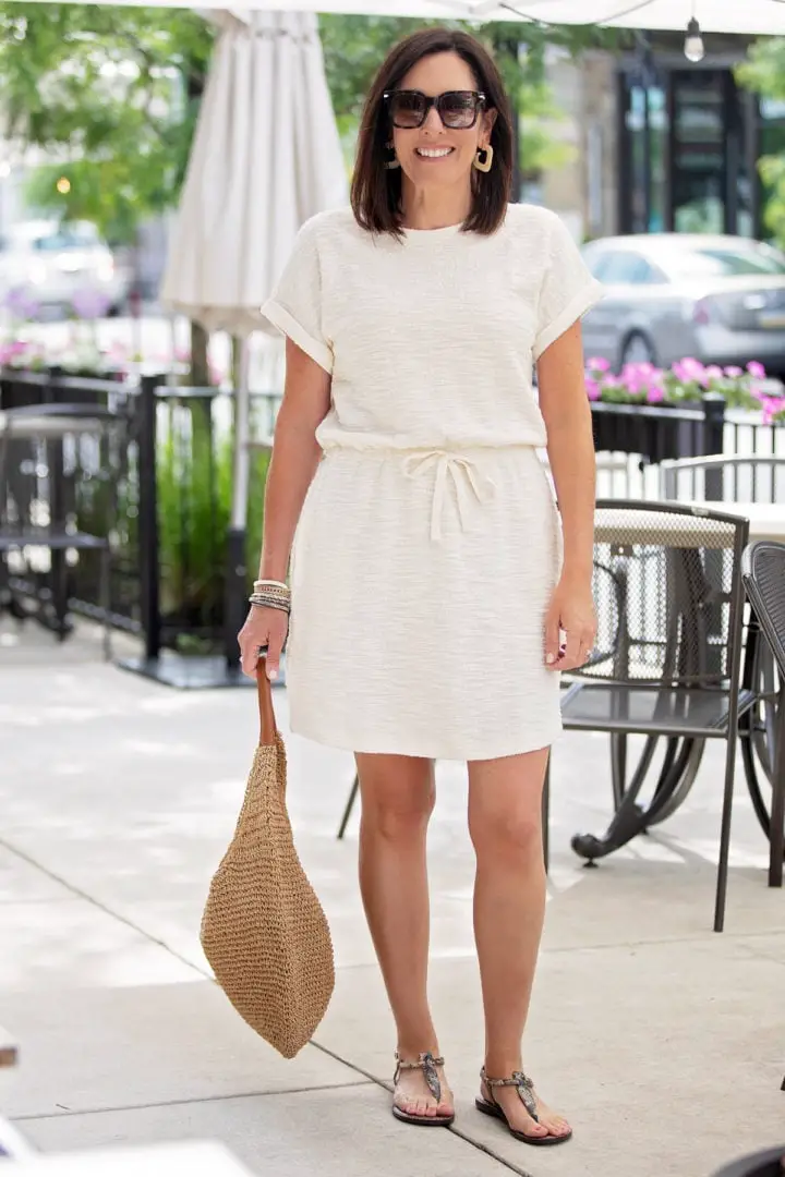 Off-white Textured Knit Mini Dress Off-white Textured Knit Mini Dress — Simple Dresses for Moms