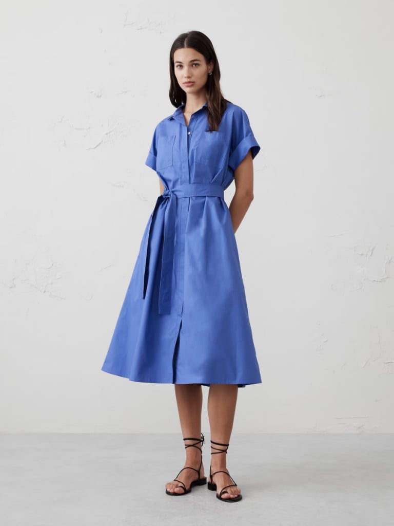 Royal Blue Linen Blend Shirt Dress Royal Blue Linen Blend Shirt Dress — Simple Dresses for Moms