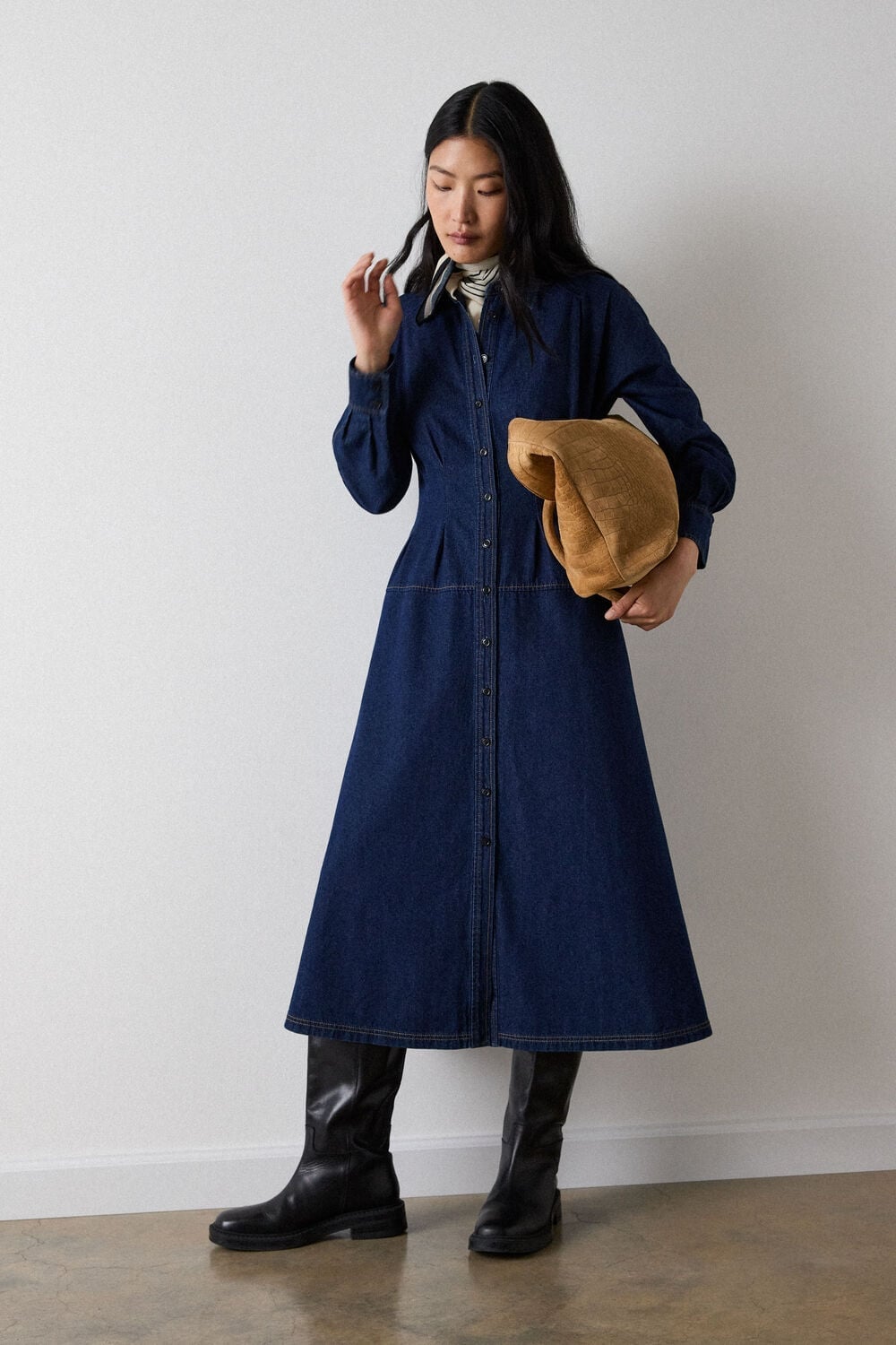 Dark Blue Denim A-Line Dress Dark Blue Denim A-Line Dress — Simple Dresses for Moms