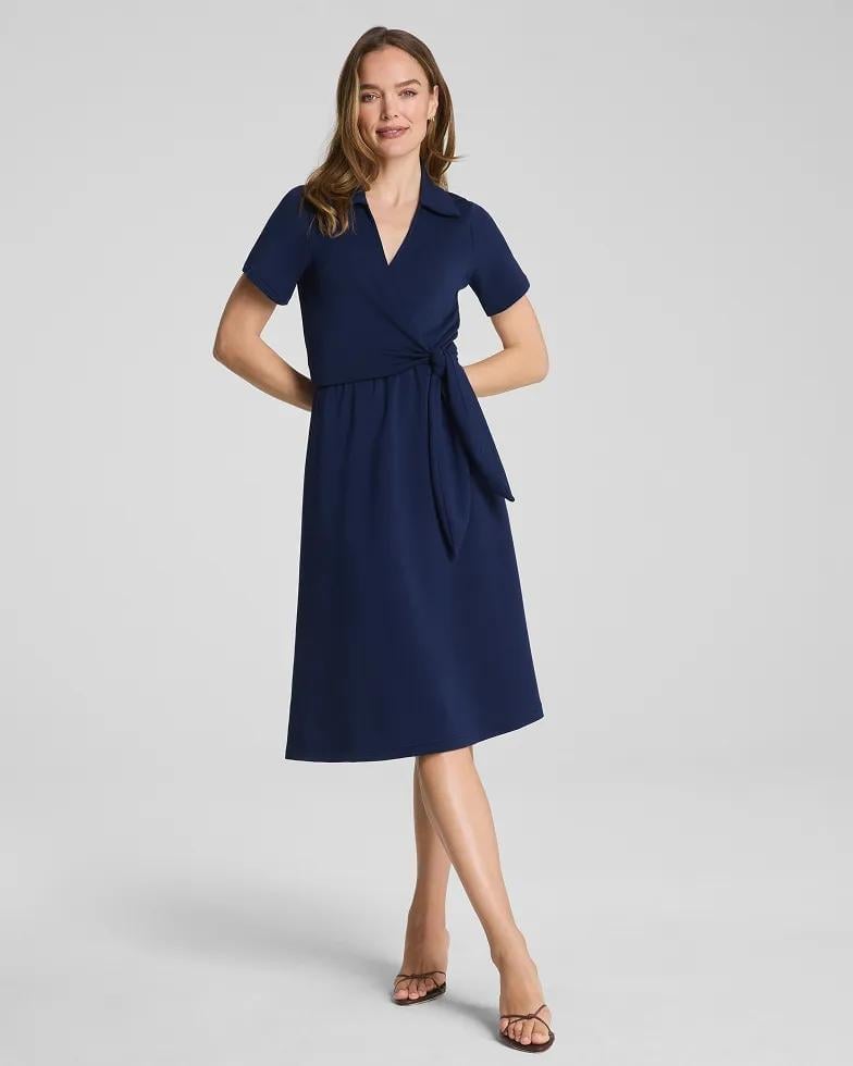 Navy Blue Short Sleeve Wrap Dress Navy Blue Short Sleeve Wrap Dress — Simple Dresses to Wear