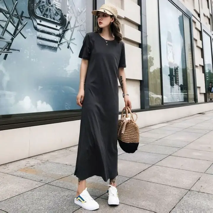Dark Gray Maxi T-Shirt Dress Dark Gray Maxi T-Shirt Dress — Simple Dresses to Wear