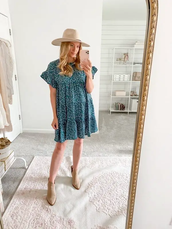 Teal Floral Tiered Babydoll Dress Teal Floral Tiered Babydoll Dress — Simple Dresses to Wear