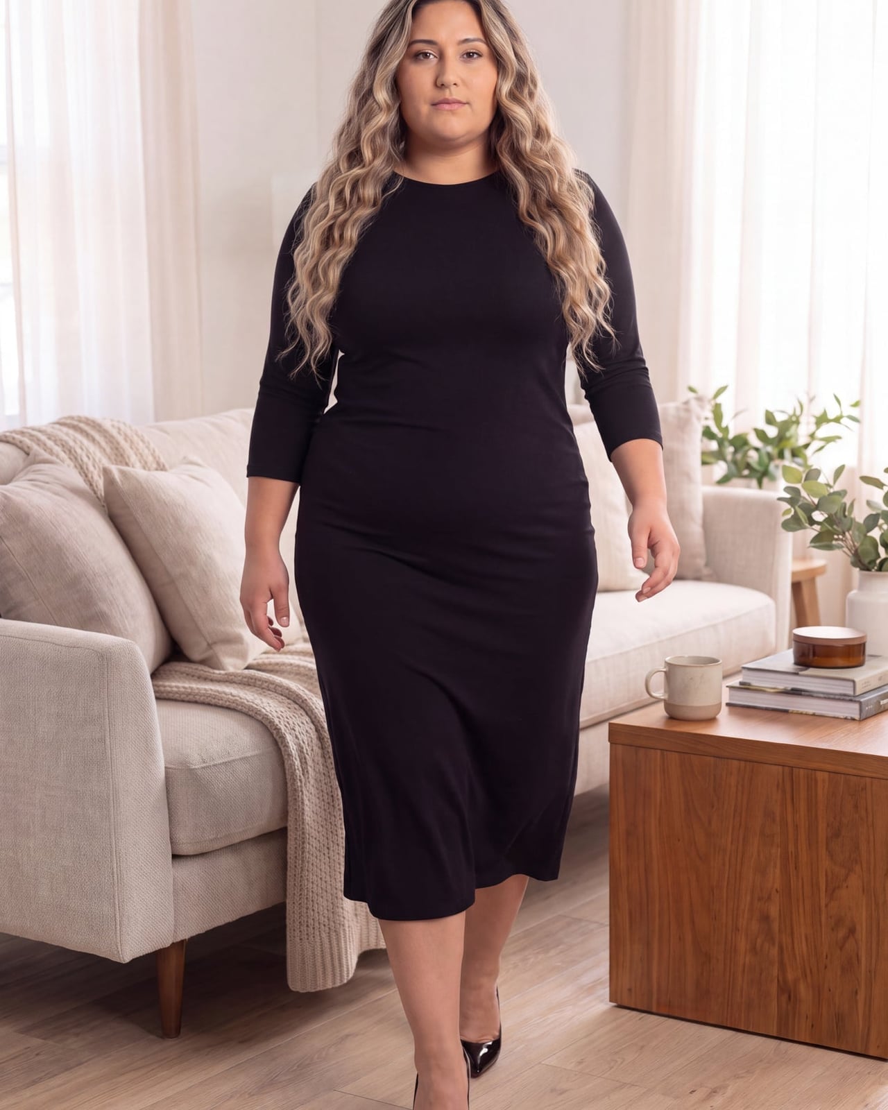 Black Three-Quarter Sleeve Fitted Midi Dress Black Three-Quarter Sleeve Fitted Midi Dress — Simple Dresses to Wear