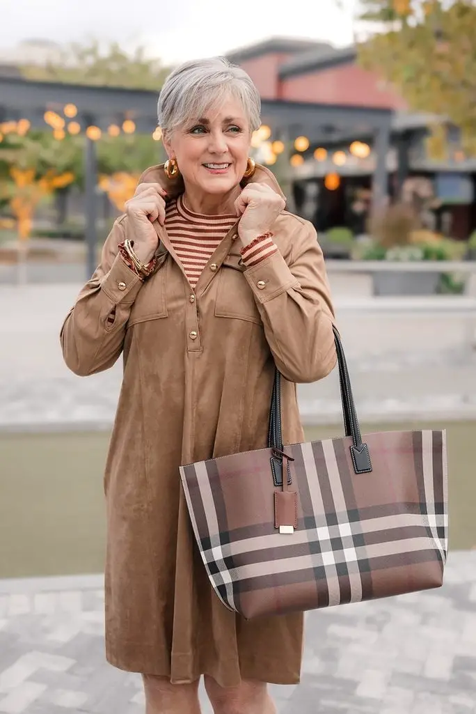 Brown Suede-Like Long Sleeve Shirt Dress Brown Suede-Like Long Sleeve Shirt Dress — Simple Dresses to Wear