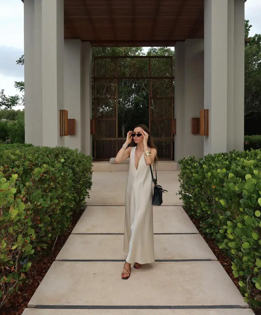 Elegant Cream Silk-like Maxi Dress — Simple Dressy Outfits