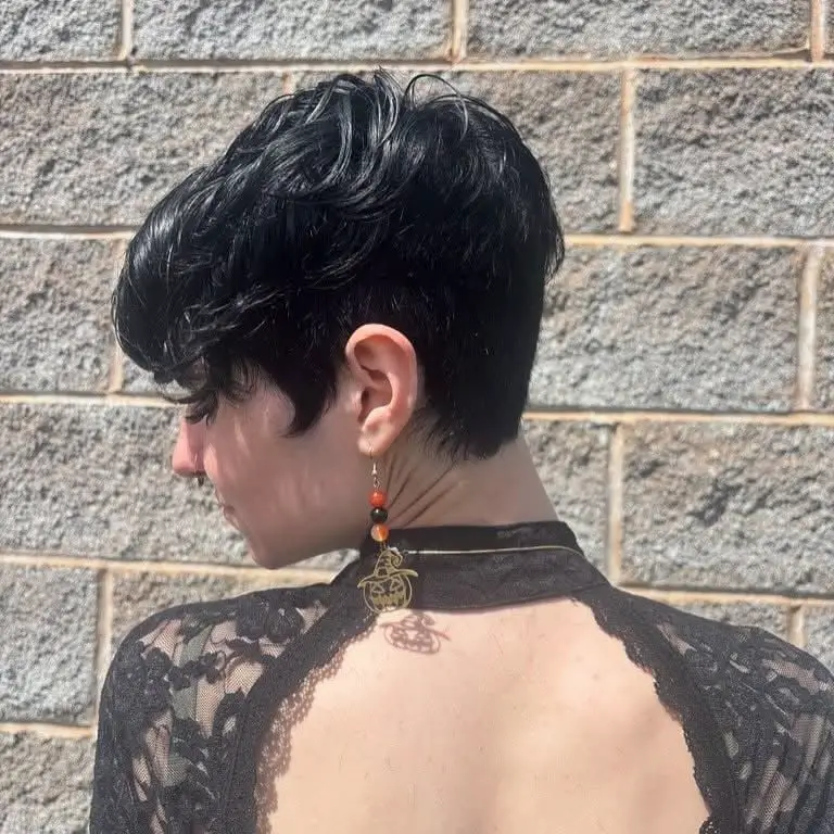 Black Pixie With Asymmetrical Undercut — Simple Edgy Haircuts