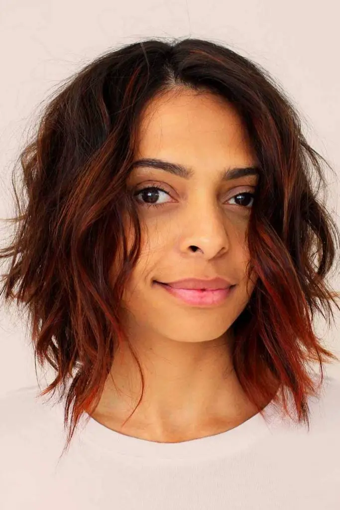 Textured Dark Brown Bob With Red Undertones — Simple Edgy Haircuts