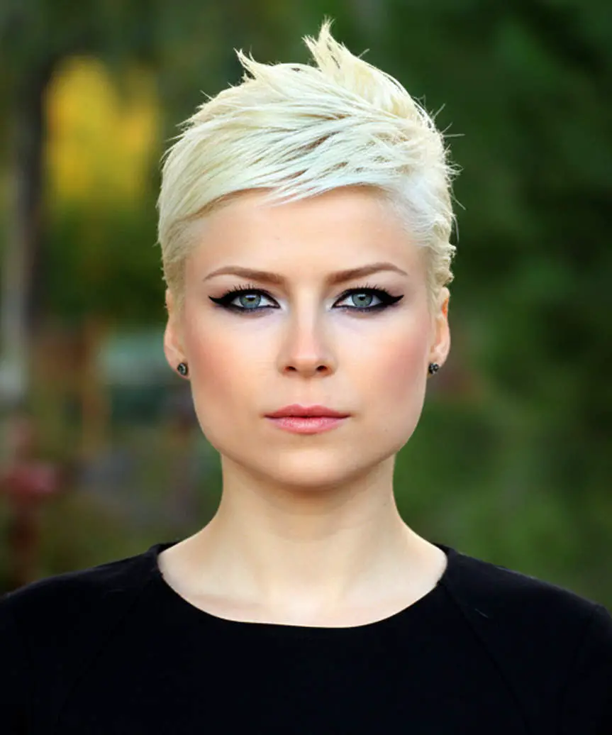 Platinum Blonde Pixie With Textured Volume — Simple Edgy Haircuts