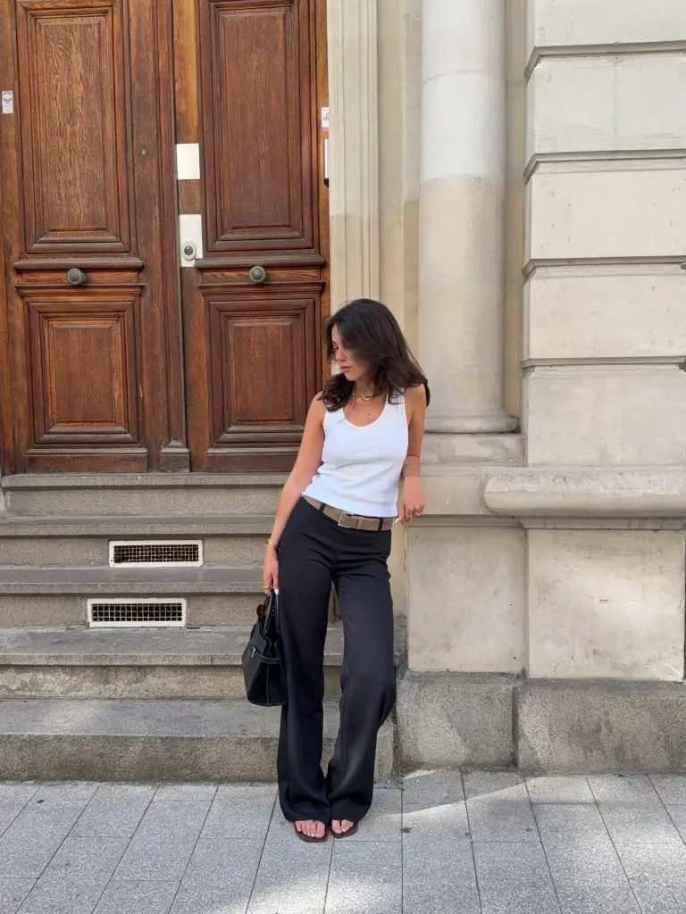 White Tank Top with Black Wide-Leg Trousers White Tank Top with Black Wide-Leg Trousers — Simple Everyday Outfits