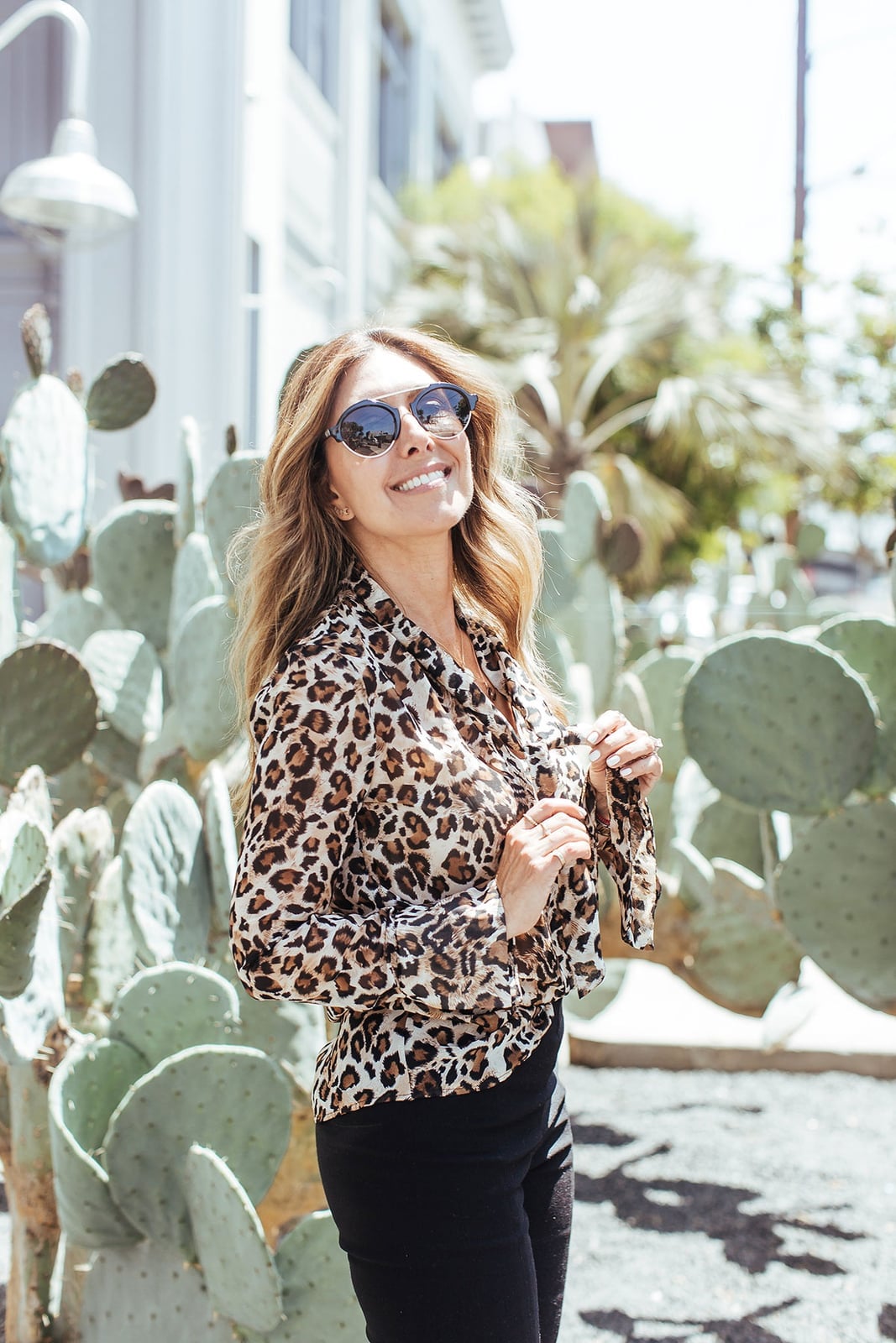 Leopard Print Blouse with Black Fitted Pants Leopard Print Blouse with Black Fitted Pants — Simple Everyday Outfits