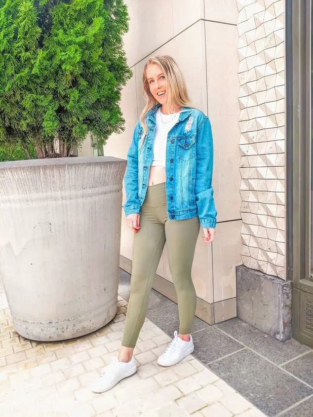 Distressed Denim Jacket Over White Cropped T-Shirt Distressed Denim Jacket Over White Cropped T-Shirt — Simple Everyday Outfits