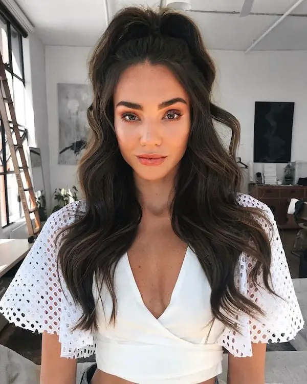 Dark Brown Voluminous Half-Up Ponytail Dark Brown Voluminous Half-Up Ponytail — Simple Extensions Hairstyles