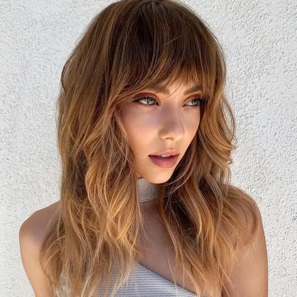 Mid-Back Shag With Face-Framing Bangs — Simple Face Framing Bangs