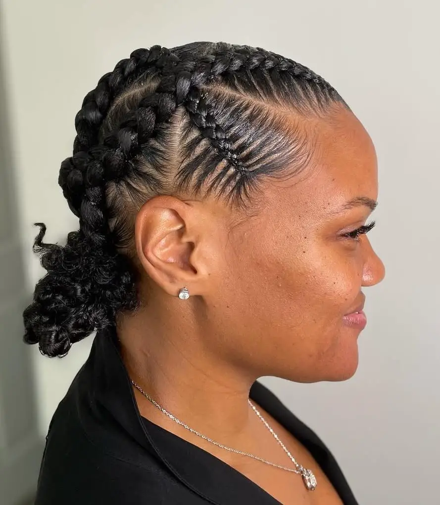 Coily Mid-Back Braids With Geometric Pattern Coily Mid-Back Braids With Geometric Pattern — Simple Feed in Braids