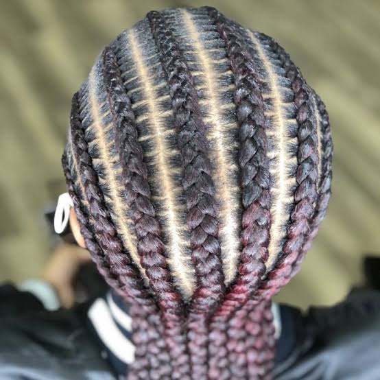 Neat Feed In Braids With Red Undertones Neat Feed In Braids With Red Undertones — Simple Feed in Braids