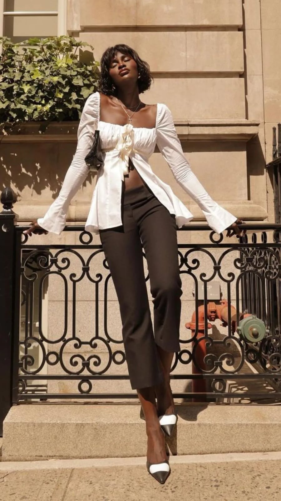 Cropped Blouse With Fitted Trousers — Simple First Date Outfits