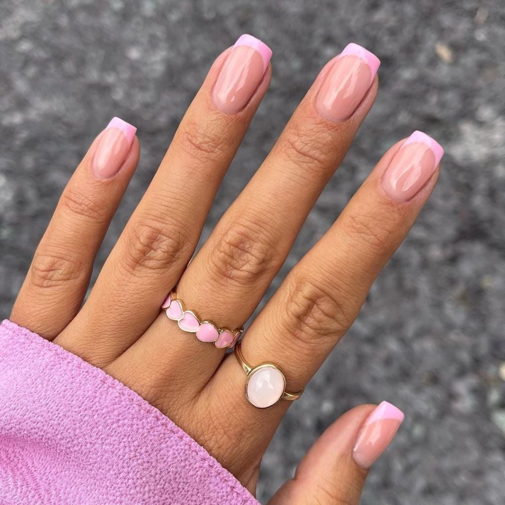 Medium Square Bright Pink French Medium Square Bright Pink French — Simple French Nails