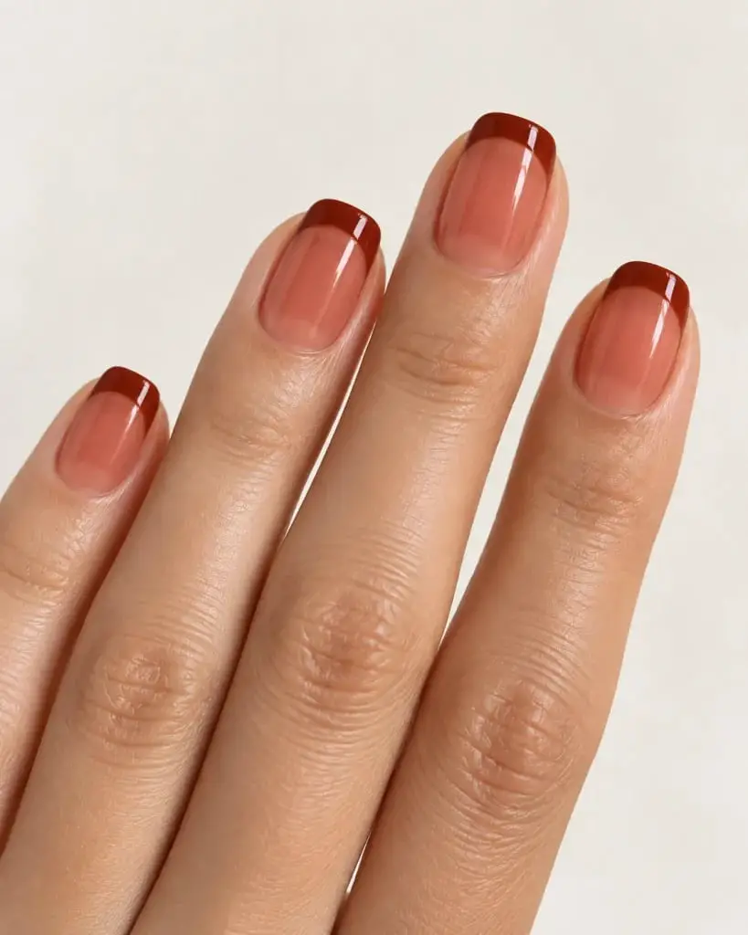 Short Square Jelly Brown French Short Square Jelly Brown French — Simple French Nails