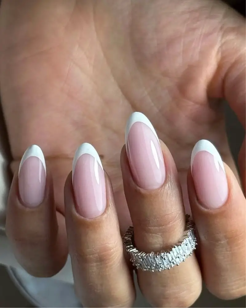 Medium Almond Classic White French Medium Almond Classic White French — Simple French Nails