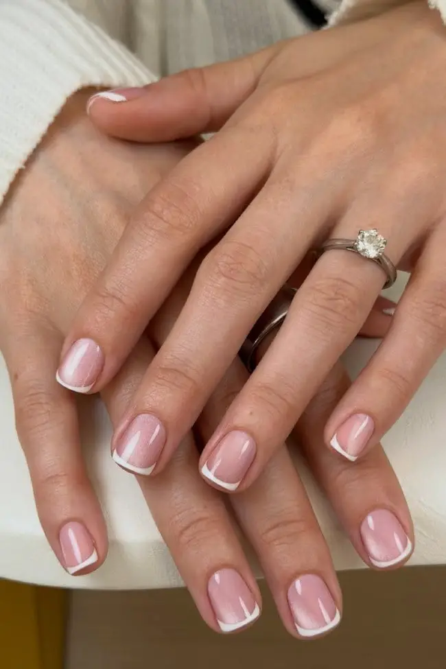Medium Oval Nails with Red Polka Dot French Tips — Simple French Tip Nails