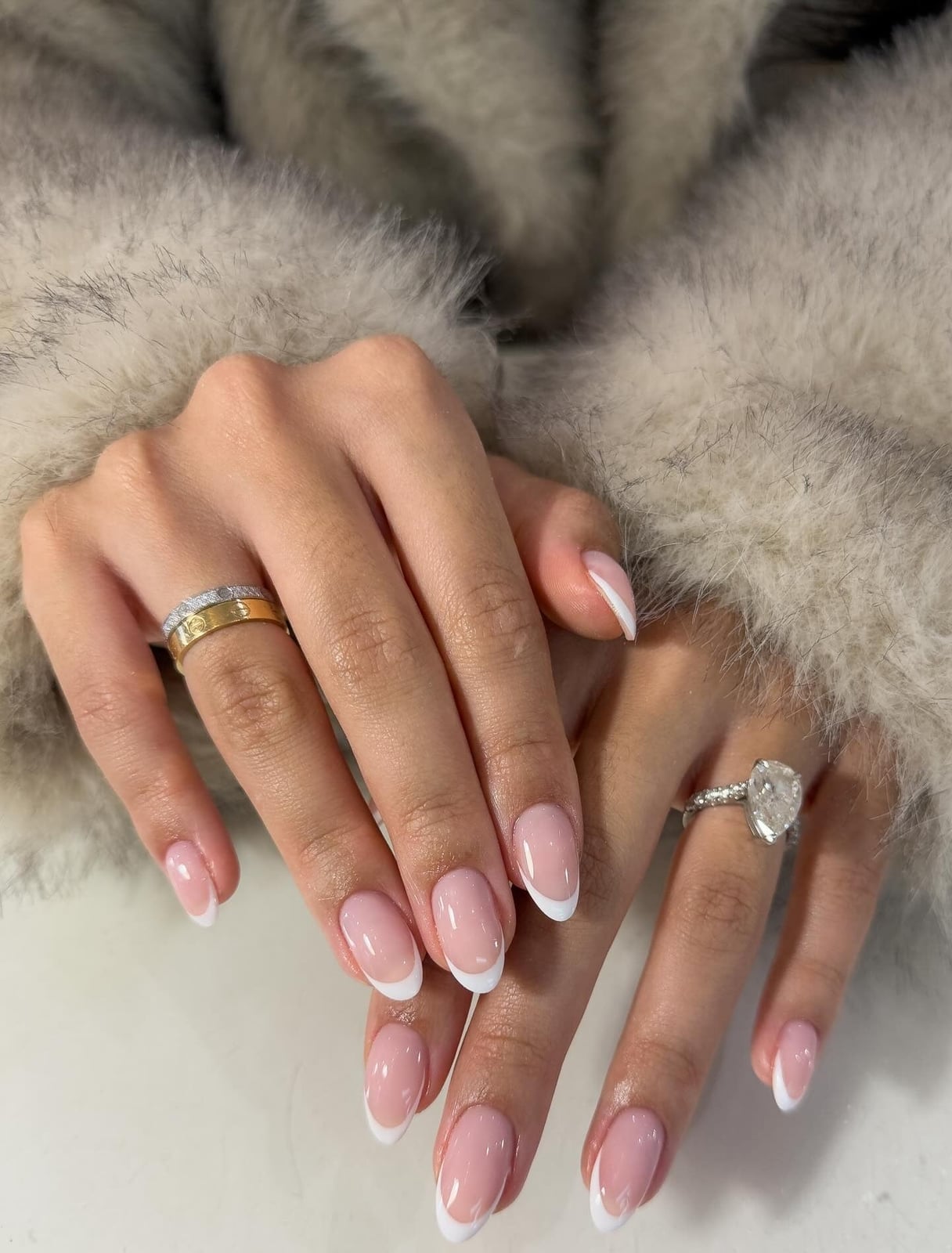 Soft Almond Nails with Crisp White French Tips — Simple French Tip Nails