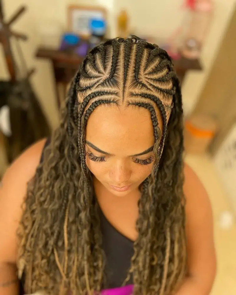 Wavy Ends With Intricate Scalp — Simple Fulani Braids Hairstyles