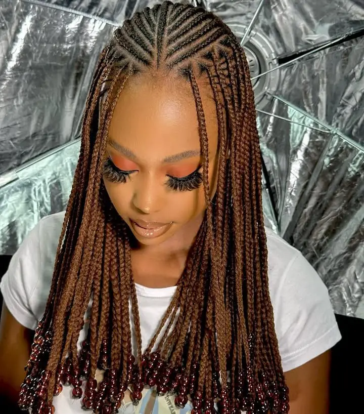 Medium Brown Wavy Box Braids — Simple Fulani Braids Hairstyles