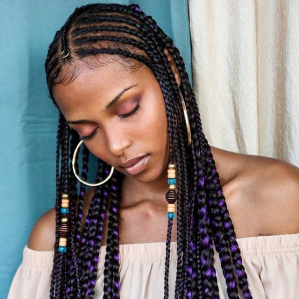 Purple Highlighted Fulani Braids — Simple Fulani Braids Hairstyles