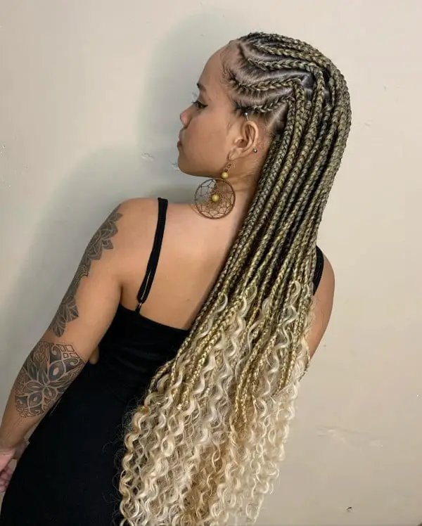 Ombre Box Braids With Curly Ends — Simple Fulani Braids Hairstyles