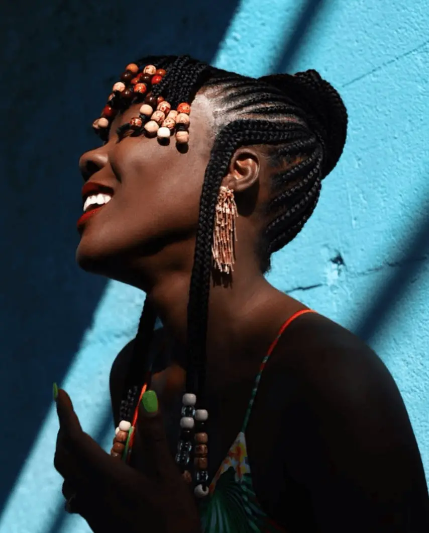 Fulani Braids High Bun With Beads — Simple Fulani Braids Hairstyles