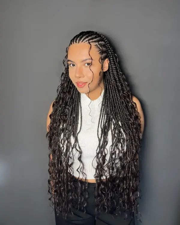 Fine Braids With Long Coily Ends — Simple Fulani Braids Hairstyles
