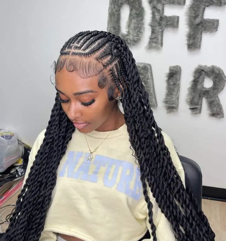 Thick Wavy Fulani Twists With Geometric Parting — Simple Fulani Twists