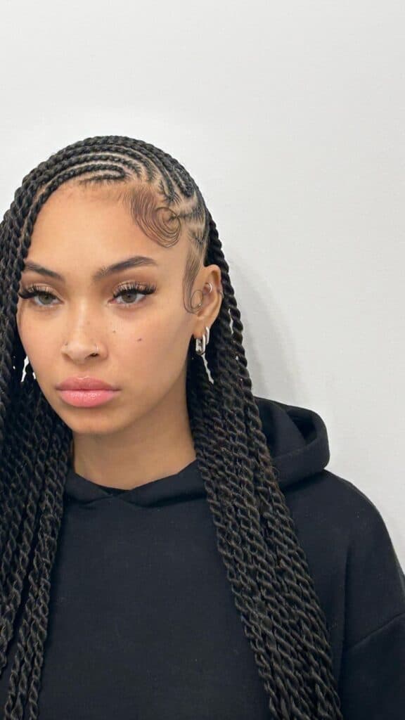 Mid-Back Wavy Fulani Twists With Side Part — Simple Fulani Twists