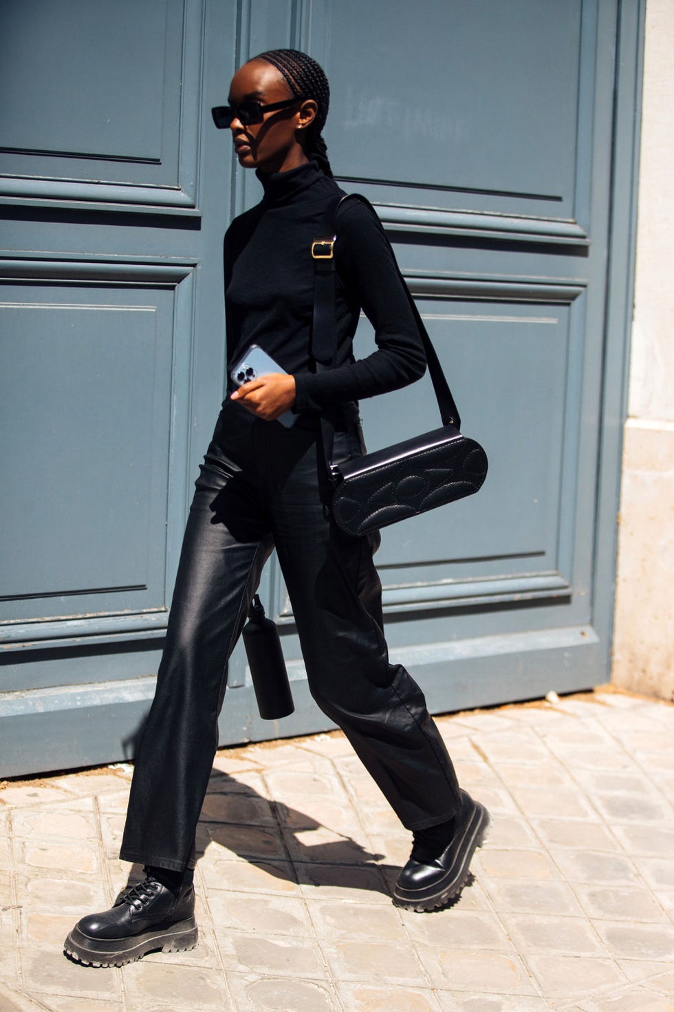 Black Turtleneck and Denim Trousers with Platform Boots — Simple Funeral Outfits