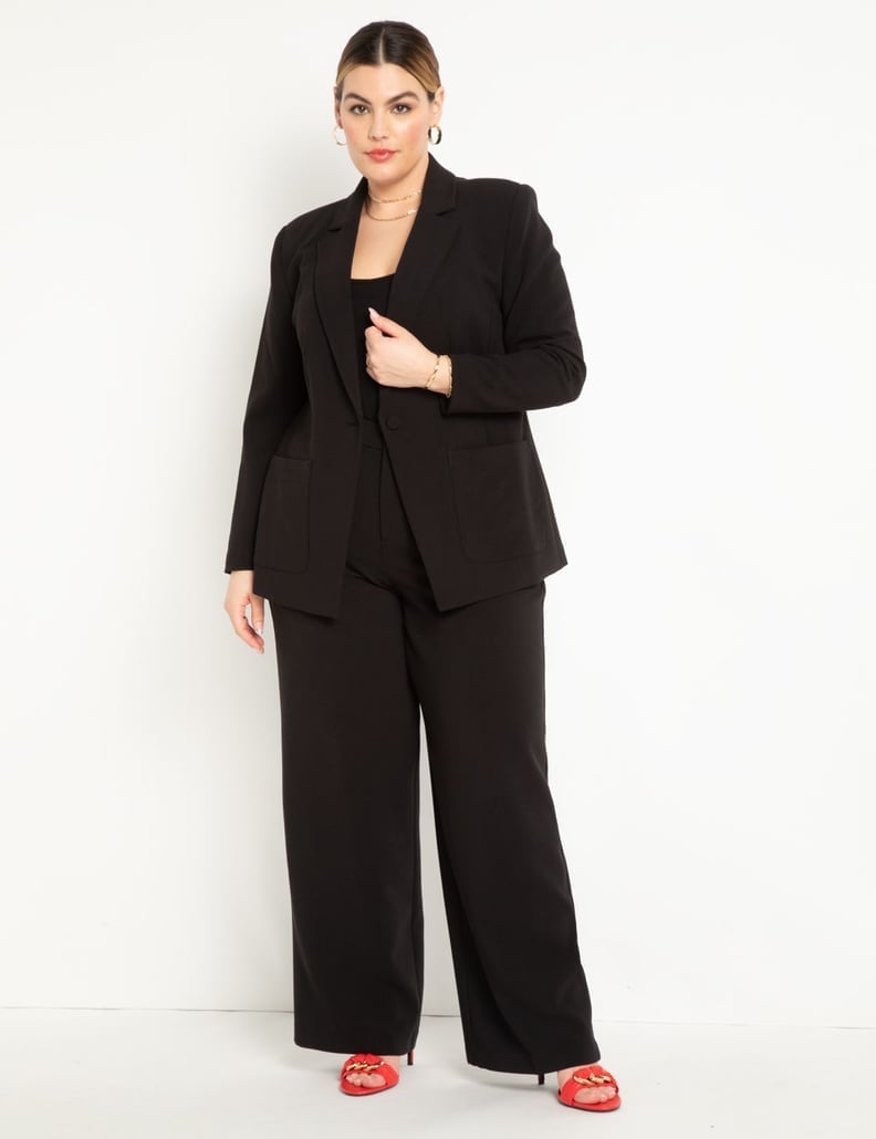 Oversized Black Blazer with Red Slide Sandals — Simple Funeral Outfits