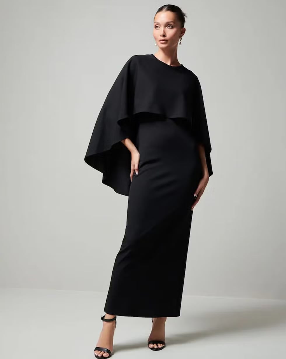 Black A-Line Dress with Gray Scarf — Simple Funeral Outfits