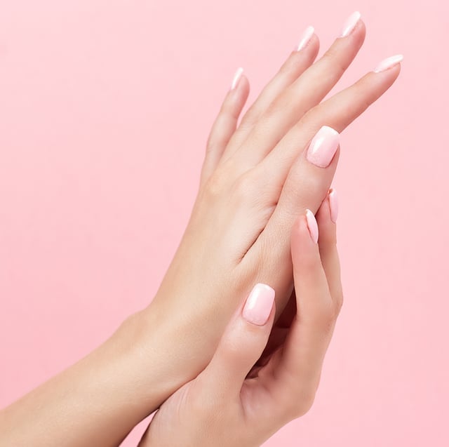 Medium Square Glossy Light Milky Pink Nails — Simple Gel Nails Colors