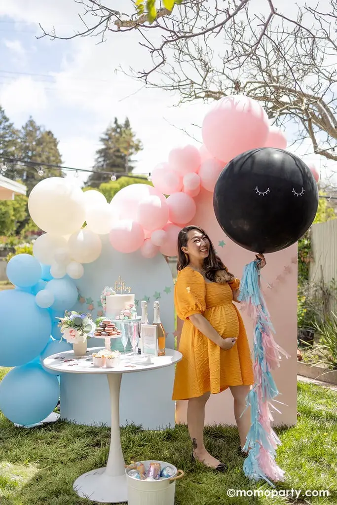 Orange Textured Puff Sleeve A-Line Maternity Dress — Simple Gender Reveal Outfits