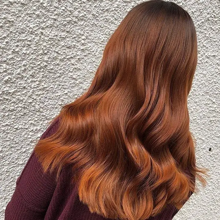 Mid-Back Waves With Copper Ginger Ends Mid-Back Waves With Copper Ginger Ends — Simple Ginger Highlights