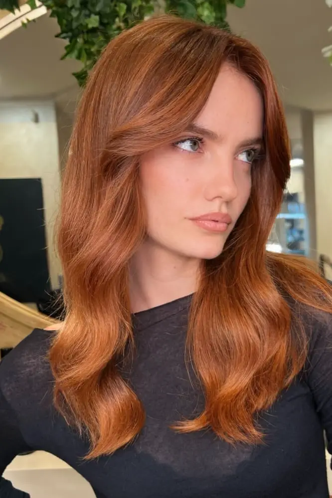 Air Dried Mid-Back Waves With Copper Base Air Dried Mid-Back Waves With Copper Base — Simple Ginger Highlights