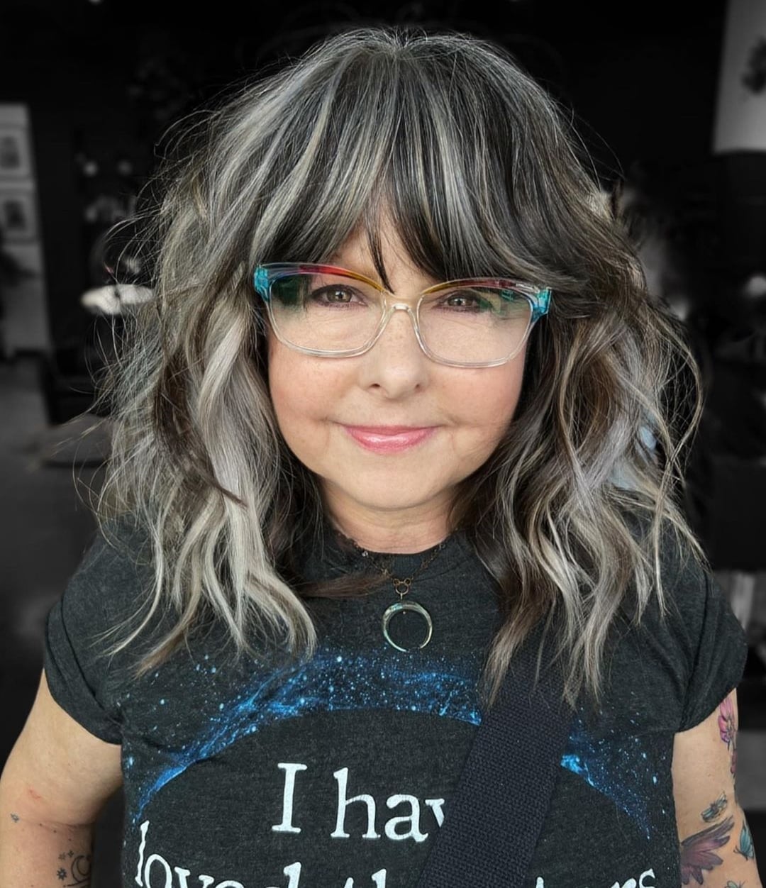 Shoulder Length With Gray White Highlights Shoulder Length With Gray White Highlights — Simple Gray Blending Hair